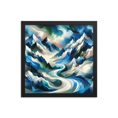 Abstrakte Kunst der Alpen, die geometrische Formen verbindet, um Berggipfel, Täler und Flüsse im Schnee darzustellen. . - Enhanced Matte berge xxx yyy zzz 35.6 x 35.6 cm