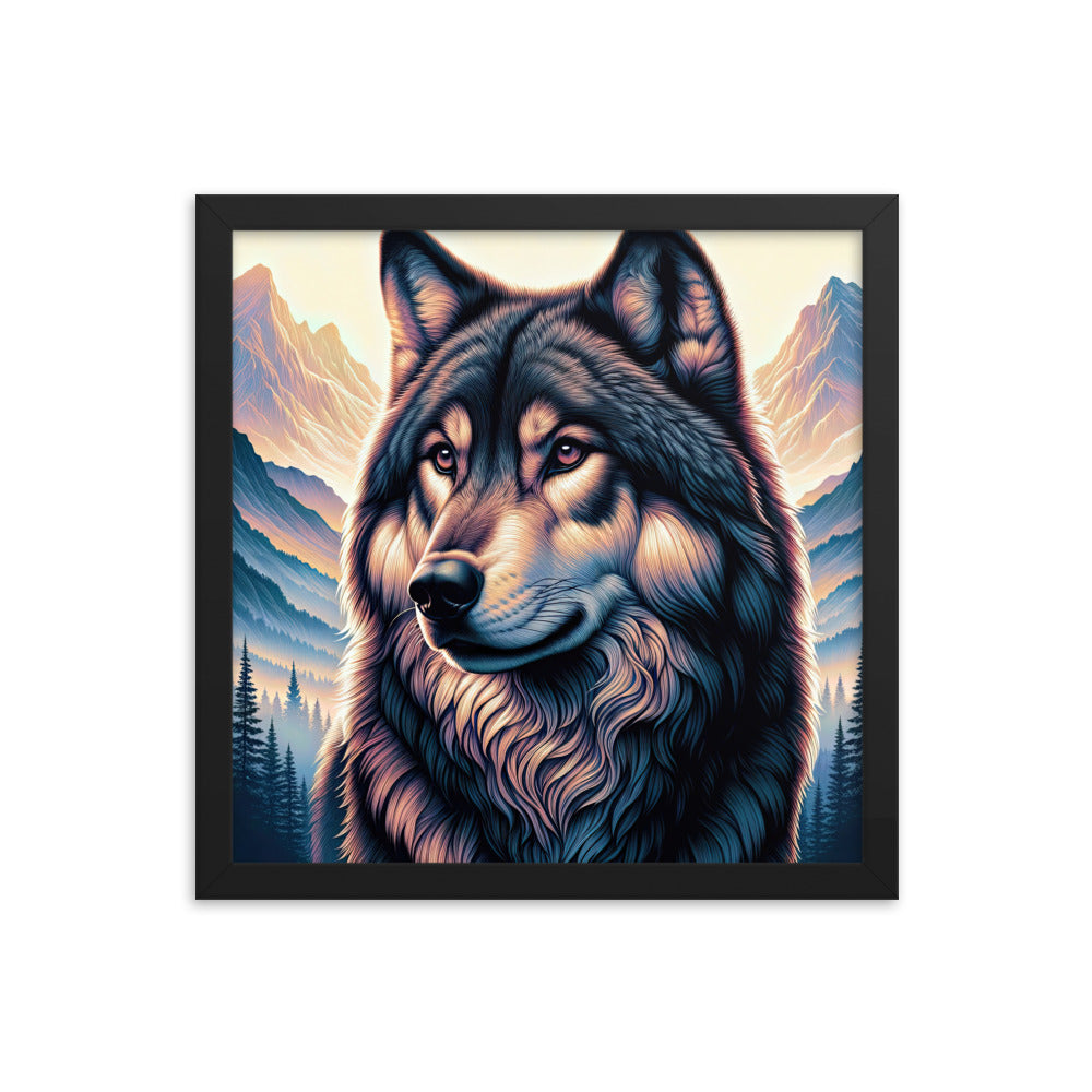 Majestätischer, glänzender Wolf in leuchtender Illustration (AN) - Premium Poster mit Rahmen xxx yyy zzz 35.6 x 35.6 cm