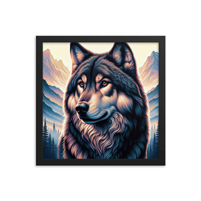 Majestätischer, glänzender Wolf in leuchtender Illustration (AN) - Premium Poster mit Rahmen xxx yyy zzz 35.6 x 35.6 cm