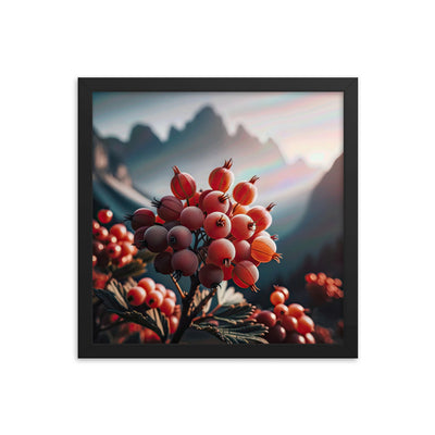 Foto einer Gruppe von Alpenbeeren mit kräftigen Farben und detaillierten Texturen - Premium Poster mit Rahmen berge xxx yyy zzz 35.6 x 35.6 cm