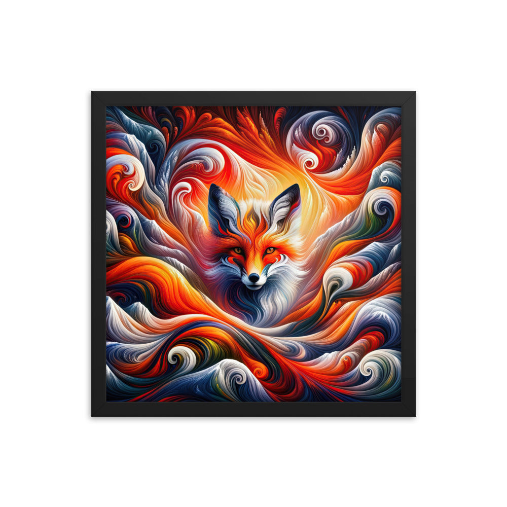 Abstraktes Kunstwerk, das den Geist der Alpen verkörpert. Leuchtender Fuchs in den Farben Orange, Rot, Weiß - Enhanced Matte Paper camping xxx yyy zzz 40.6 x 40.6 cm