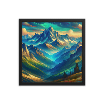 Atemberaubende alpine Komposition mit majestätischen Gipfeln und Tälern - Premium Poster mit Rahmen berge xxx yyy zzz 40.6 x 40.6 cm