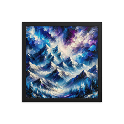 Alpenabstraktion mit dramatischem Himmel in Öl - Premium Poster mit Rahmen berge xxx yyy zzz 40.6 x 40.6 cm