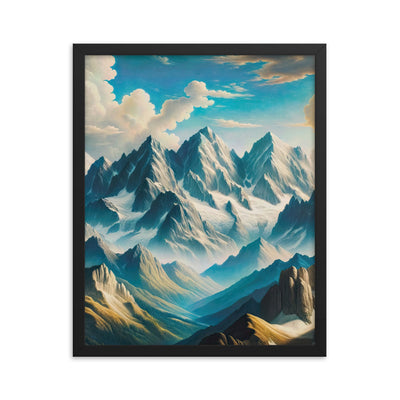 Ein Gemälde von Bergen, das eine epische Atmosphäre ausstrahlt. Kunst der Frührenaissance - Premium Poster mit Rahmen berge xxx yyy zzz 40.6 x 50.8 cm