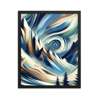 Abstrakte Kunst, die die Essenz der Alpen einfängt. Kräftige Pinselstriche stellen Gipfel und Muster dar - Enhanced Matte Paper Framed berge xxx yyy zzz 40.6 x 50.8 cm