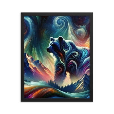 Abstrakte Kunst, die majestätischen Alpen mit Farben und komplizierten Mustern darstellt. Markante Bären Silhouette - Enhanced Matte camping xxx yyy zzz 40.6 x 50.8 cm