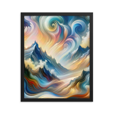 Ätherische schöne Alpen in lebendigen Farbwirbeln - Abstrakte Berge - Premium Poster mit Rahmen berge xxx yyy zzz 40.6 x 50.8 cm