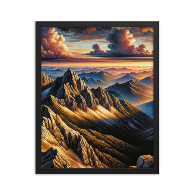 Alpen in Abenddämmerung: Acrylgemälde mit beleuchteten Berggipfeln - Premium Poster mit Rahmen berge xxx yyy zzz 40.6 x 50.8 cm