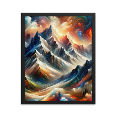 Expressionistische Alpen, Berge: Gemälde mit Farbexplosion - Premium Poster mit Rahmen berge xxx yyy zzz 40.6 x 50.8 cm