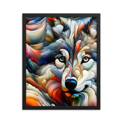 Abstrakte Kunst der Alpen mit einem Wolf. Chaotischer Tanz aus Farben und Formen. Surreale Landschaft (AN) - Enhanced Matte Paper Framed xxx yyy zzz 40.6 x 50.8 cm