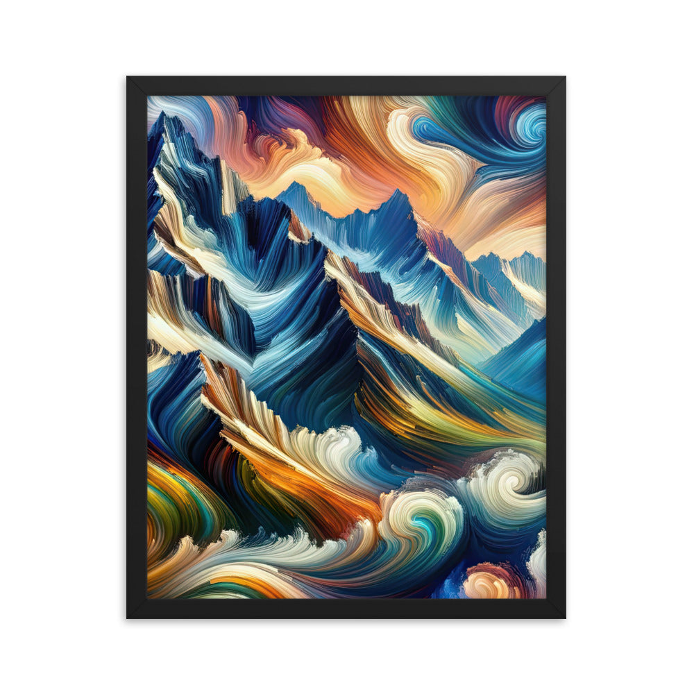 Abstrakte Kunst der Alpen mit lebendigen Farben und wirbelnden Mustern, majestätischen Gipfel und Täler - Enhanced Matte Paper Framed berge xxx yyy zzz 40.6 x 50.8 cm