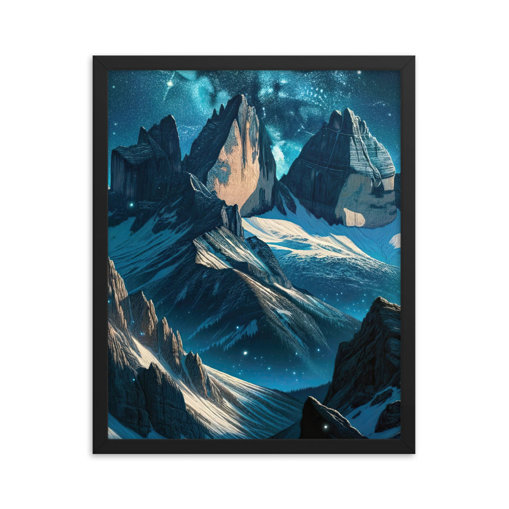Fuchs in Alpennacht: Digitale Kunst der eisigen Berge im Mondlicht - Premium Poster mit Rahmen camping xxx yyy zzz 40.6 x 50.8 cm
