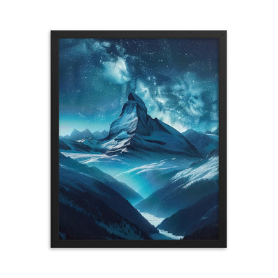 Winterabend in den Bergen: Digitale Kunst mit Sternenhimmel - Premium Poster mit Rahmen berge xxx yyy zzz 40.6 x 50.8 cm