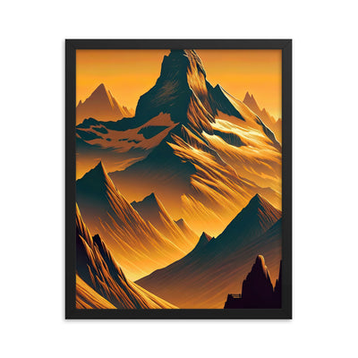 Fuchs in Alpen-Sonnenuntergang, goldene Berge und tiefe Täler - Premium Poster mit Rahmen camping xxx yyy zzz 40.6 x 50.8 cm