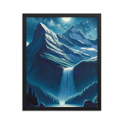 Legendäre Alpennacht, Mondlicht-Berge unter Sternenhimmel - Premium Poster mit Rahmen berge xxx yyy zzz 40.6 x 50.8 cm