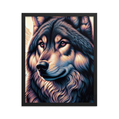 Majestätischer, glänzender Wolf in leuchtender Illustration (AN) - Premium Poster mit Rahmen xxx yyy zzz 40.6 x 50.8 cm