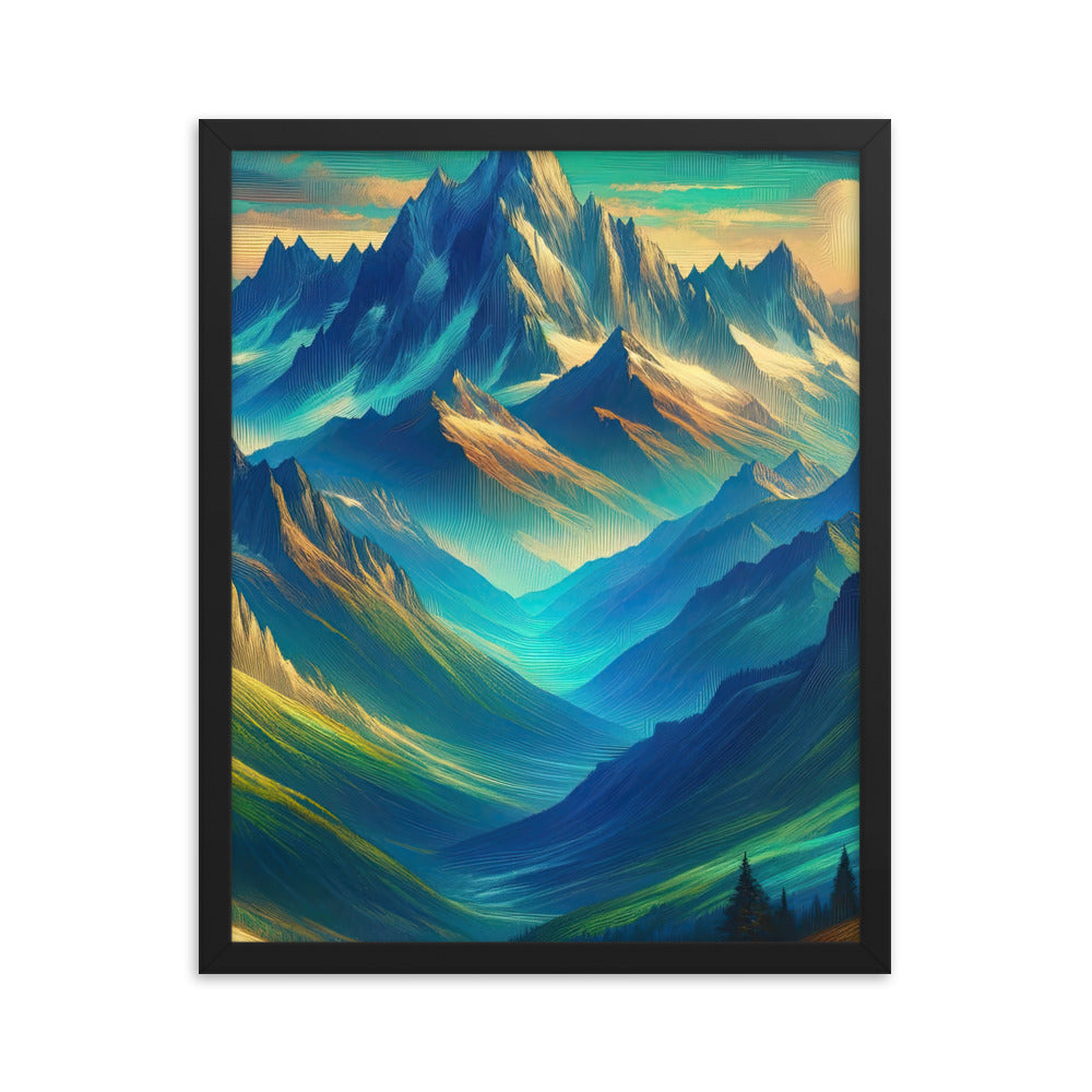Atemberaubende alpine Komposition mit majestätischen Gipfeln und Tälern - Premium Poster mit Rahmen berge xxx yyy zzz 40.6 x 50.8 cm