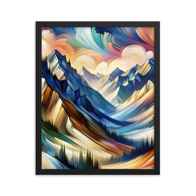 Alpen in abstrakter Expressionismus-Manier, wilde Pinselstriche - Premium Poster mit Rahmen berge xxx yyy zzz 40.6 x 50.8 cm