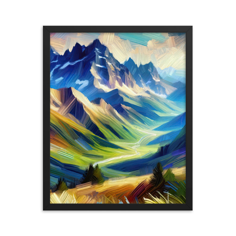 Impressionistische Alpen, lebendige Farbtupfer und Lichteffekte - Premium Poster mit Rahmen berge xxx yyy zzz 40.6 x 50.8 cm