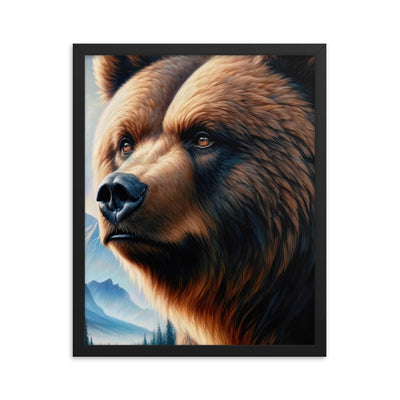 Ölgemälde, das das Gesicht eines starken realistischen Bären einfängt. Porträt - Premium Poster mit Rahmen camping xxx yyy zzz 40.6 x 50.8 cm