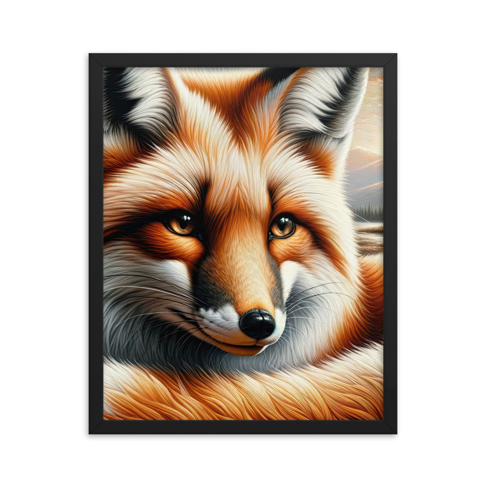 Ölgemälde eines nachdenklichen Fuchses mit weisem Blick - Premium Poster mit Rahmen camping xxx yyy zzz 40.6 x 50.8 cm