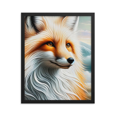Ölgemälde eines anmutigen, intelligent blickenden Fuchses in Orange-Weiß - Premium Poster mit Rahmen camping xxx yyy zzz 40.6 x 50.8 cm