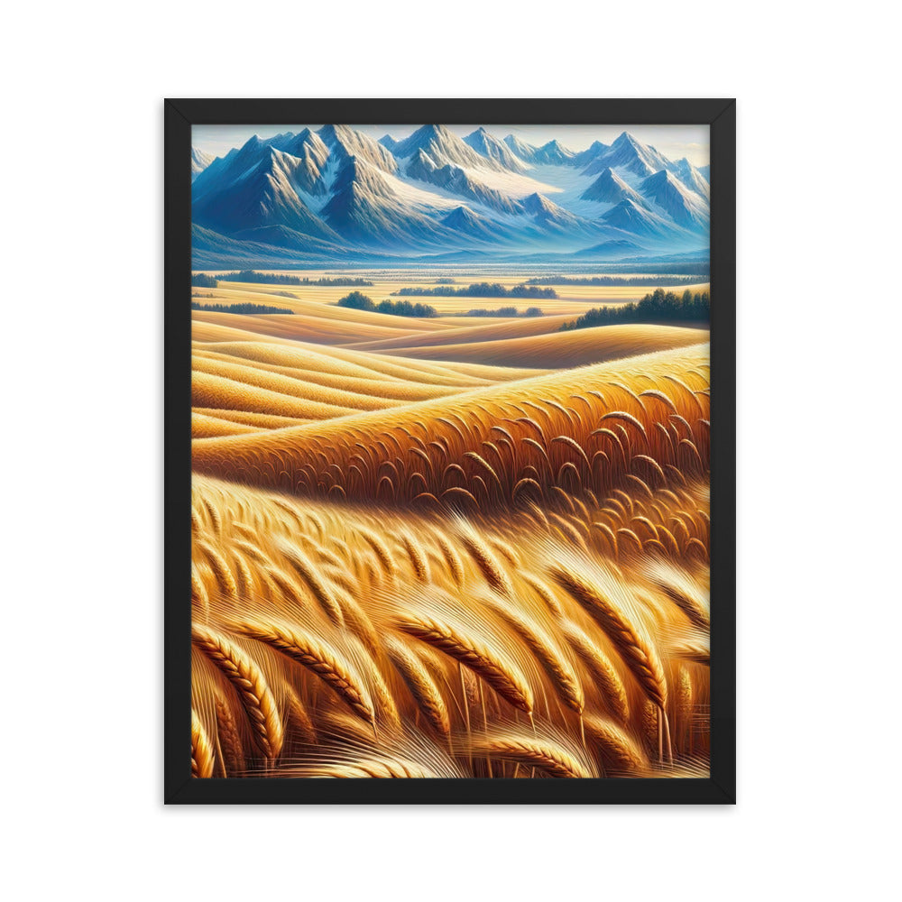 Ölgemälde eines weiten bayerischen Weizenfeldes, golden im Wind (TR) - Premium Poster mit Rahmen xxx yyy zzz 40.6 x 50.8 cm