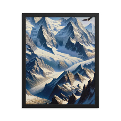 Ölgemälde der Alpen mit hervorgehobenen zerklüfteten Geländen im Licht und Schatten - Premium Poster mit Rahmen berge xxx yyy zzz 40.6 x 50.8 cm