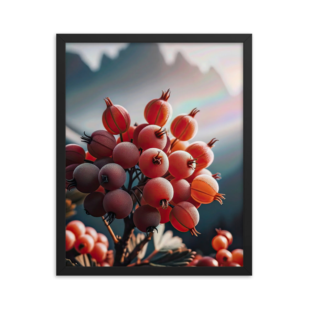 Foto einer Gruppe von Alpenbeeren mit kräftigen Farben und detaillierten Texturen - Premium Poster mit Rahmen berge xxx yyy zzz 40.6 x 50.8 cm