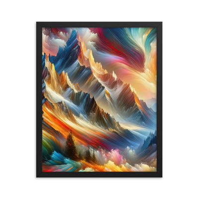 Lebendige abstrakte Alpendarstellung in populärem Kunststil - Premium Poster mit Rahmen berge xxx yyy zzz 40.6 x 50.8 cm