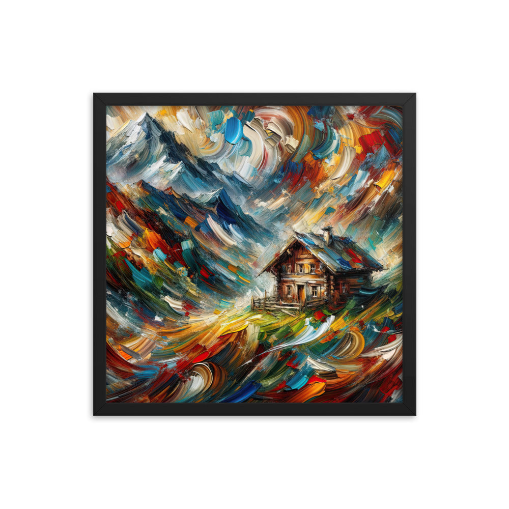 Expressionistisches Farbchaos der Alpen und Schönheit der Berge - Abstrakt - Premium Poster mit Rahmen berge xxx yyy zzz 45.7 x 45.7 cm