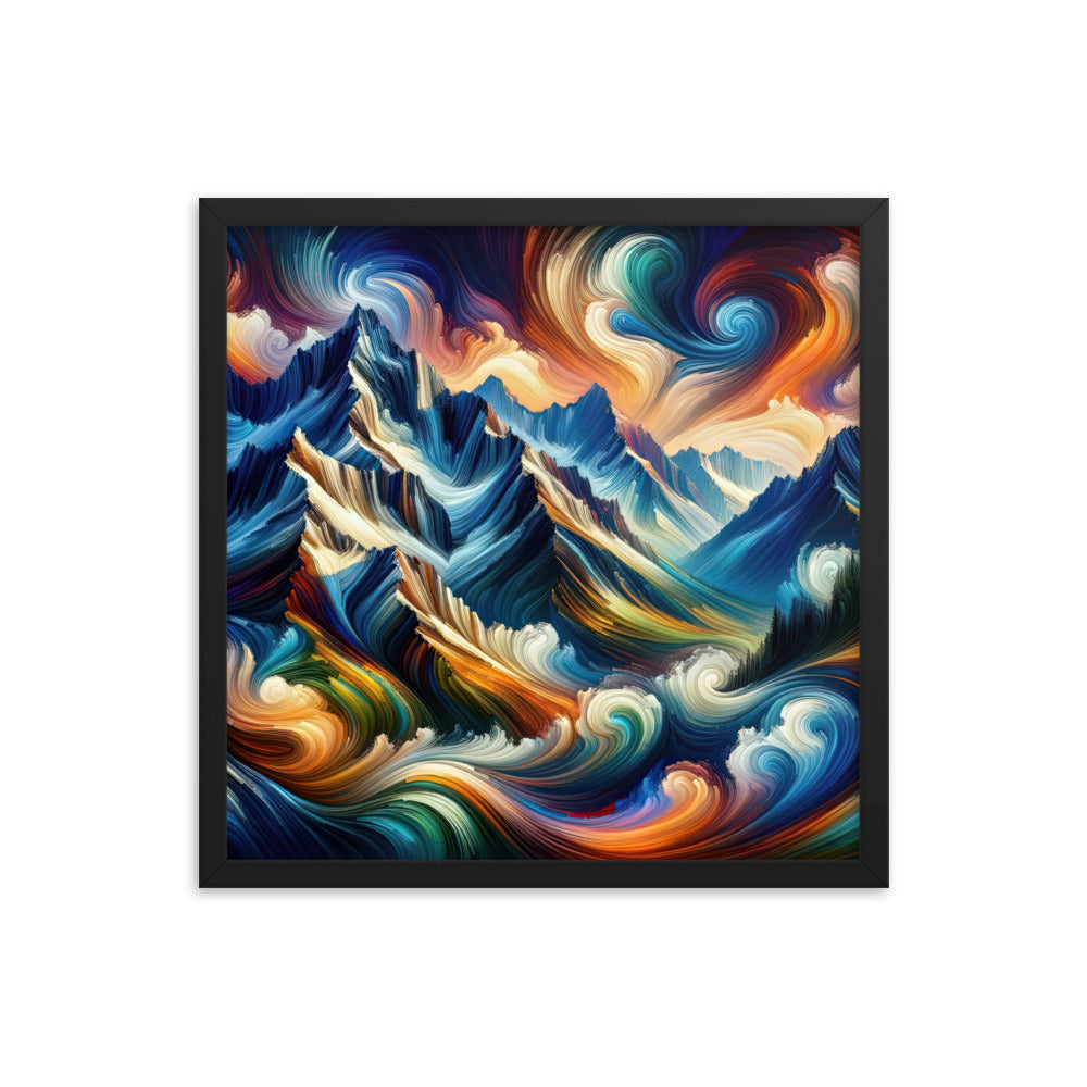 Abstrakte Kunst der Alpen mit lebendigen Farben und wirbelnden Mustern, majestätischen Gipfel und Täler - Enhanced Matte Paper Framed berge xxx yyy zzz 45.7 x 45.7 cm