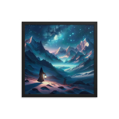 Stille Alpennacht: Digitale Kunst mit Gipfeln und Sternenteppich - Premium Poster mit Rahmen wandern xxx yyy zzz 45.7 x 45.7 cm