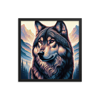 Majestätischer, glänzender Wolf in leuchtender Illustration (AN) - Premium Poster mit Rahmen xxx yyy zzz 45.7 x 45.7 cm
