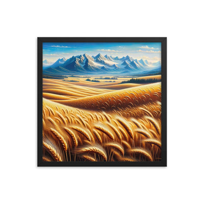 Ölgemälde eines weiten bayerischen Weizenfeldes, golden im Wind (TR) - Premium Poster mit Rahmen xxx yyy zzz 45.7 x 45.7 cm
