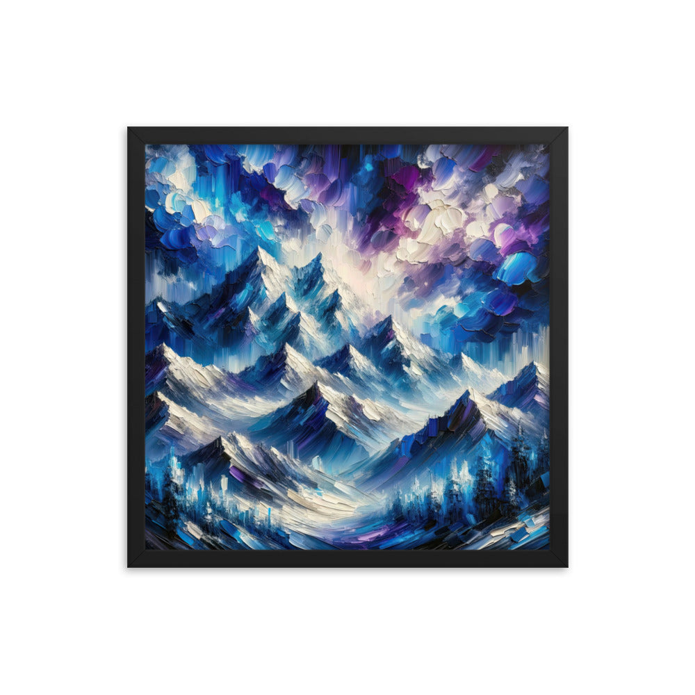 Alpenabstraktion mit dramatischem Himmel in Öl - Premium Poster mit Rahmen berge xxx yyy zzz 45.7 x 45.7 cm