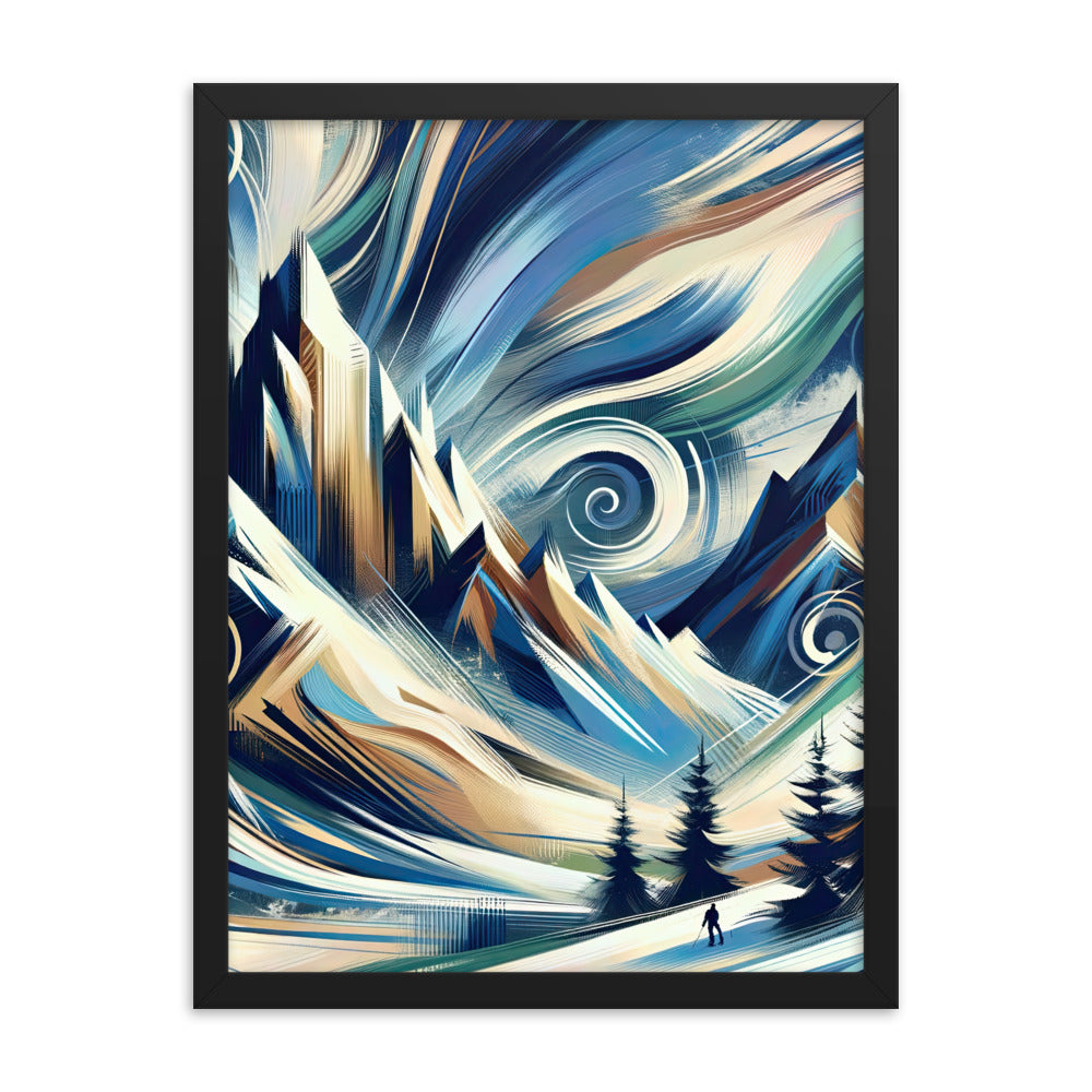 Abstrakte Kunst, die die Essenz der Alpen einfängt. Kräftige Pinselstriche stellen Gipfel und Muster dar - Enhanced Matte Paper Framed berge xxx yyy zzz 45.7 x 61 cm