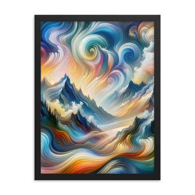 Ätherische schöne Alpen in lebendigen Farbwirbeln - Abstrakte Berge - Premium Poster mit Rahmen berge xxx yyy zzz 45.7 x 61 cm