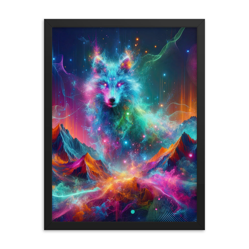 Alpen und Wolf: Lebendige Farben und schimmernde Lichtpartikel (AN) - Premium Poster mit Rahmen xxx yyy zzz 45.7 x 61 cm