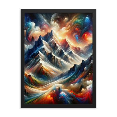 Expressionistische Alpen, Berge: Gemälde mit Farbexplosion - Premium Poster mit Rahmen berge xxx yyy zzz 45.7 x 61 cm