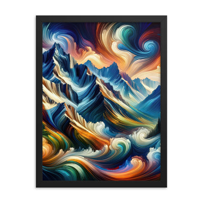 Abstrakte Kunst der Alpen mit lebendigen Farben und wirbelnden Mustern, majestätischen Gipfel und Täler - Enhanced Matte Paper Framed berge xxx yyy zzz 45.7 x 61 cm