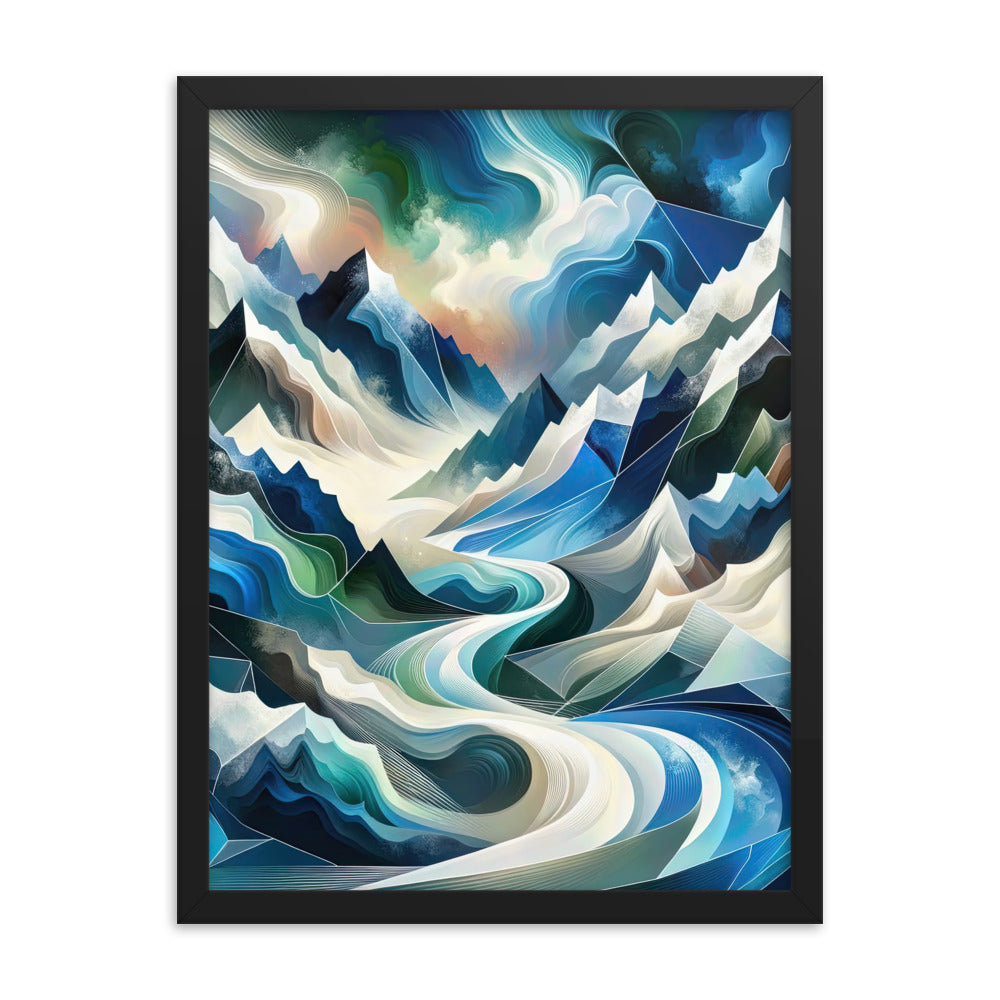 Abstrakte Kunst der Alpen, die geometrische Formen verbindet, um Berggipfel, Täler und Flüsse im Schnee darzustellen. . - Enhanced Matte berge xxx yyy zzz 45.7 x 61 cm