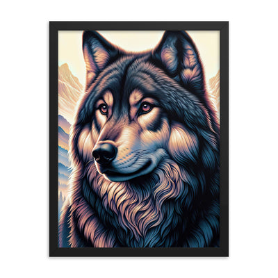 Majestätischer, glänzender Wolf in leuchtender Illustration (AN) - Premium Poster mit Rahmen xxx yyy zzz 45.7 x 61 cm