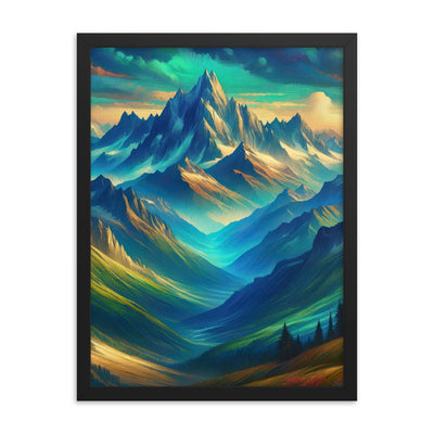 Atemberaubende alpine Komposition mit majestätischen Gipfeln und Tälern - Premium Poster mit Rahmen berge xxx yyy zzz 45.7 x 61 cm