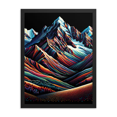 Pointillistische Darstellung der Alpen, Farbpunkte formen die Landschaft - Premium Poster mit Rahmen berge xxx yyy zzz 45.7 x 61 cm