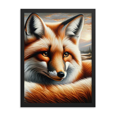 Ölgemälde eines nachdenklichen Fuchses mit weisem Blick - Premium Poster mit Rahmen camping xxx yyy zzz 45.7 x 61 cm