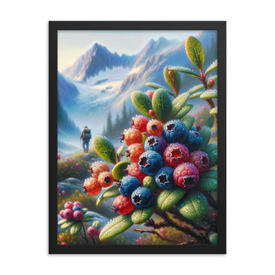Ölgemälde einer Nahaufnahme von Alpenbeeren in satten Farben und zarten Texturen - Premium Poster mit Rahmen wandern xxx yyy zzz 45.7 x 61 cm