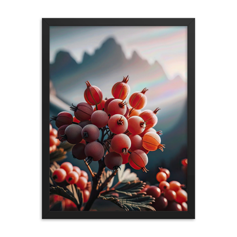 Foto einer Gruppe von Alpenbeeren mit kräftigen Farben und detaillierten Texturen - Premium Poster mit Rahmen berge xxx yyy zzz 45.7 x 61 cm