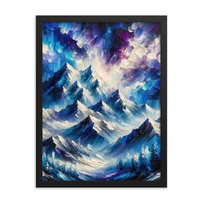 Alpenabstraktion mit dramatischem Himmel in Öl - Premium Poster mit Rahmen berge xxx yyy zzz 45.7 x 61 cm