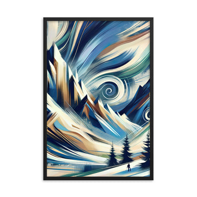 Abstrakte Kunst, die die Essenz der Alpen einfängt. Kräftige Pinselstriche stellen Gipfel und Muster dar - Enhanced Matte Paper Framed berge xxx yyy zzz 61 x 91.4 cm